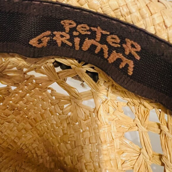 Peter Grimm Straw Cowboy Hat-Brown Beaded/Feathers-Country-Bohemian-Women's - Picture 16 of 16